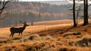 A deer in Iowa forest, symbolizing the deer hunting season